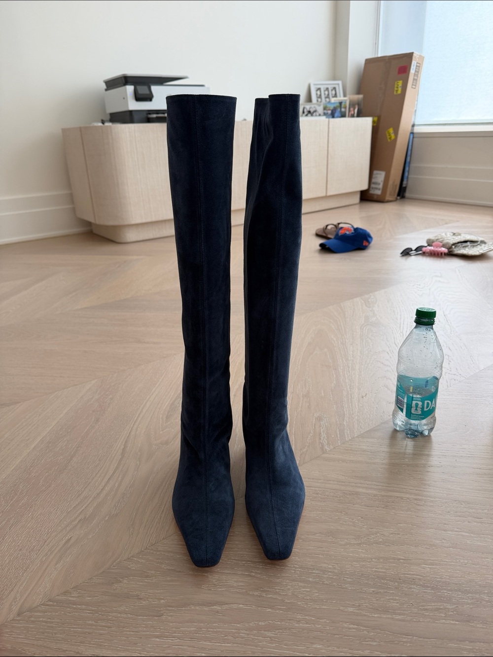 STAUD Women's Navy Knee-High Suede Boots